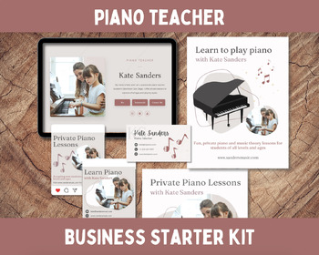 Preview of Piano Teacher Business Starter Kit: Website Template, Flyers, Business Cards etc