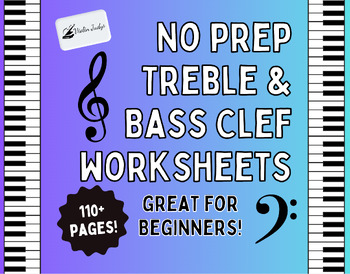 Preview of Piano Teacher Treble & Bass Bundle-Over 100 worksheets!