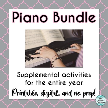 Preview of Piano supplemental activities for teaching class piano or keyboard lab bundle