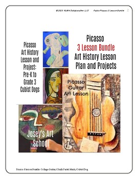 Preview of Picasso Art Lesson Bundle Guitar Mask Dog 2nd Grade Common Core