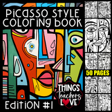 Picasso Style Coloring Book Set with 50 Coloring Pages (Ed