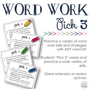 Preview of Pick 3 Pack: Word Work Skill Practice