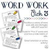 Pick 3 Pack: Word Work Skill Practice
