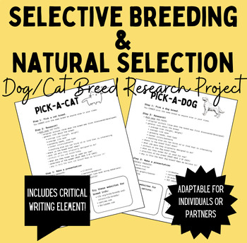Preview of Pick-A-Pet: BUDLE! Selective Breeding/Natural Selection Research Project