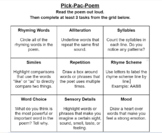 Pick-Pac-Poem - A Poetry Analysis Choice Board