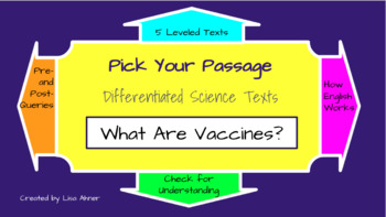 Preview of Pick Your Passage - What Are Vaccines? - Leveled Nonfiction Texts