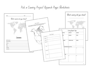 Preview of Pick a Country Project! Research Pages Worksheets
