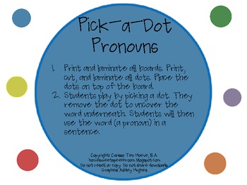 pronouns dot expressive pick language grammar activity