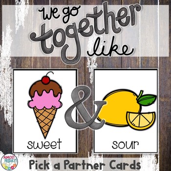 Preview of Pick a Partner | Antonyms | Cards for Student Grouping | Twos Day