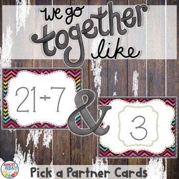 Preview of Pick a Partner | Division Problems | Cards for Student Grouping | Twos Day