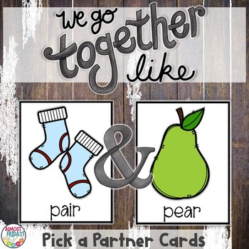 Preview of Pick a Partner | Homophones | Cards for Student Grouping | Twos Day