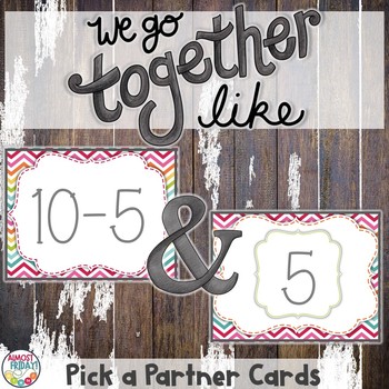 Preview of Pick a Partner | Subtraction Problems | Cards for Student Grouping | Twos Day