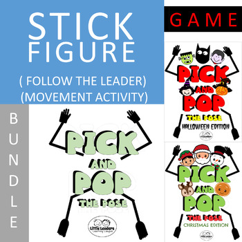 Preview of STICK FIGURE Movement Activity Bundle - Pick and Pop the Pose