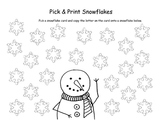 Pick and Print snowflake letters for preschool and kindergarten