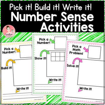 Preview of Number Sense Kindergarten Pick it! Build it! Write it! Math Work Mats