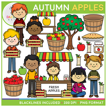 Preview of Picking Autumn Apples Clip Art