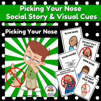 Preview of Picking Your Nose Social Story & Visual Cues for Autism Special Education