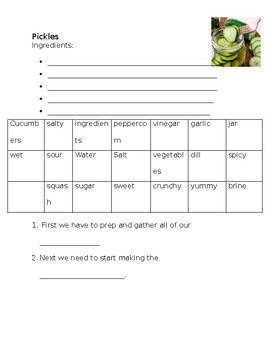 Preview of Pickle Making Activity Questions