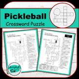 Pickleball Crossword Puzzle With Answer Key