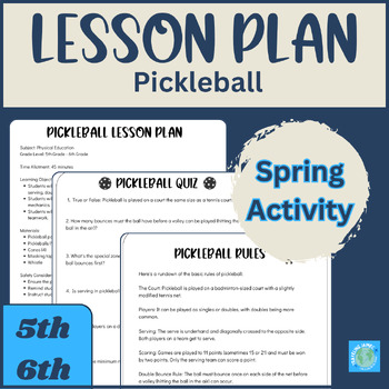 Preview of Pickleball Lesson Plan | Physical Education | 4th and 5th Grades