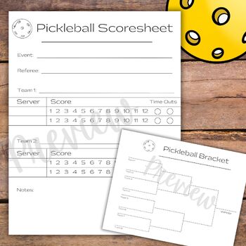 Preview of Pickleball Scoresheet and Bracket Pages for Games on the Court or in PE