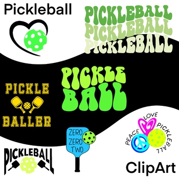 Preview of Pickleball clipart, printable, cut files, SVG PNG commercial use