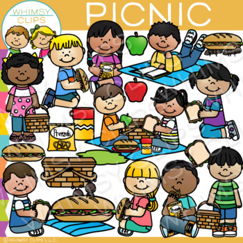 Preview of Spring and Summer Kids Outdoor Picnic Clip Art