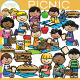 Spring and Summer Kids Outdoor Picnic Clip Art