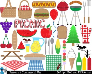 Picnic Digital Clip Art Graphics 75 images cod136 by HaHaHaArt | TpT