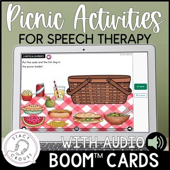 Preview of Picnic Speech Therapy Activities Language Following Directions BOOM™ CARDS