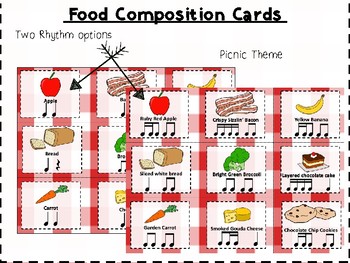 Preview of Picnic Food Rhythm Cards