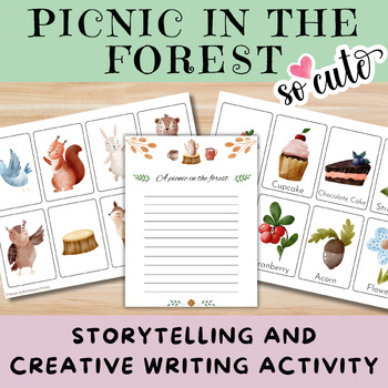 Preview of Picnic In The ForestIStorytelling CardsICreative WritingIMontessori 3 Part Cards