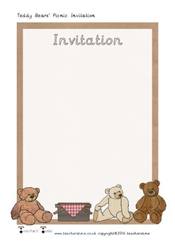 Fête D'Anniversaire Invitations TEDDY BEAR PICNIC invite avec enveloppes-Pack 20