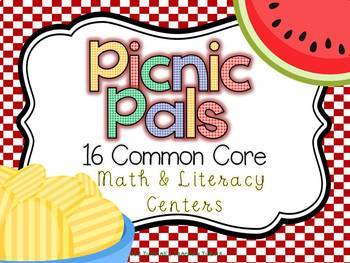 Preview of Picnic Pals 16 Common Core Literacy and Math Centers Bundle