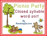Picnic Party - A Closed Syllable Word Sort