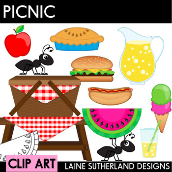 picnic basket with food clipart