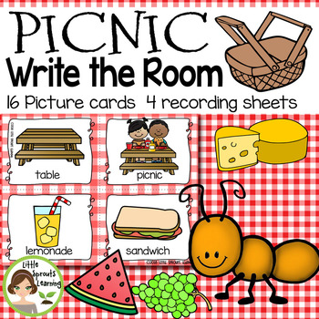 Preview of Picnic Write the Room -16 cards four versions, four recording sheets