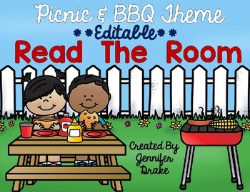 Preview of Picnic and BBQ Theme Read the Room EDITABLE