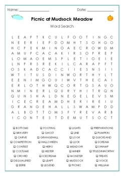 Picnic at Mudsock Meadow by Patricia Polacco Word Search by MsZzz Teach