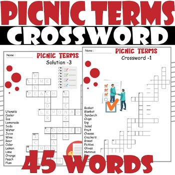 Picnic terms Crossword Puzzle All about Picnic terms Crossword Activities