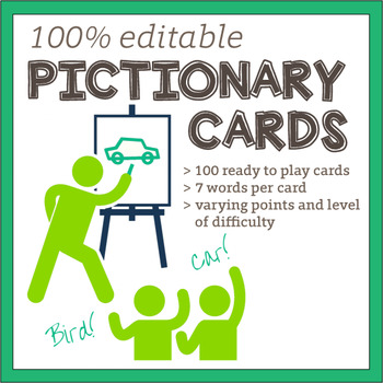 Preview of Activity Pictionary Word Cards - 100% Editable