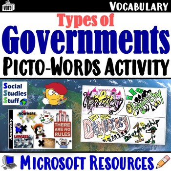 Preview of Government PictoWord Activity | FUN Vocab Practice | Microsoft Print and Digital