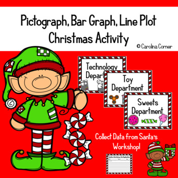 Preview of Pictograph Bar Graph Line Plot Activities Christmas Data Second Third Grade