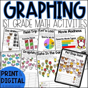 Preview of Pictographs and Bar Graph Worksheets - 1st Grade Graphing Unit