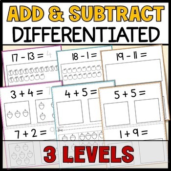 Preview of Picture Addition And Subtraction Differentiated - Special Education Kindergarten