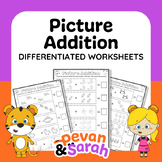 Picture Addition | Visual Addition Practice Worksheets wit