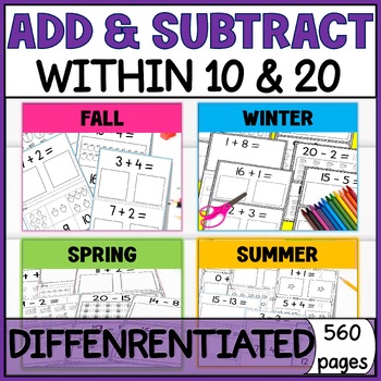 Preview of Picture Addition & Subtraction Differentiated Worksheets  Special Education Math