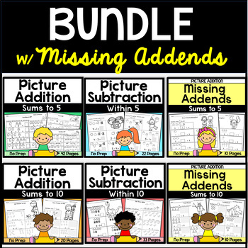 Preview of Picture Addition and Subtraction Includes Addition with Missing Addends