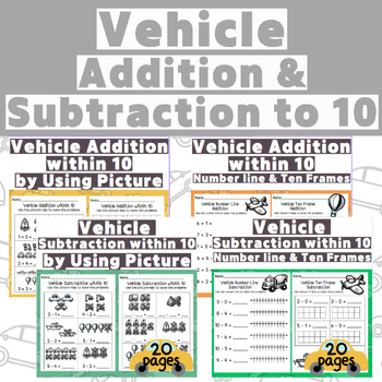 Preview of Picture Addition and Subtraction to 10 l Ten frames l number line bundle