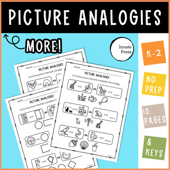 Preview of Picture Analogies PDF Worksheets for Kindergarten 1st and 2nd Grades